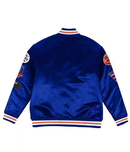NY Knicks Champ City Bomber Satin Royal Blue Jacket