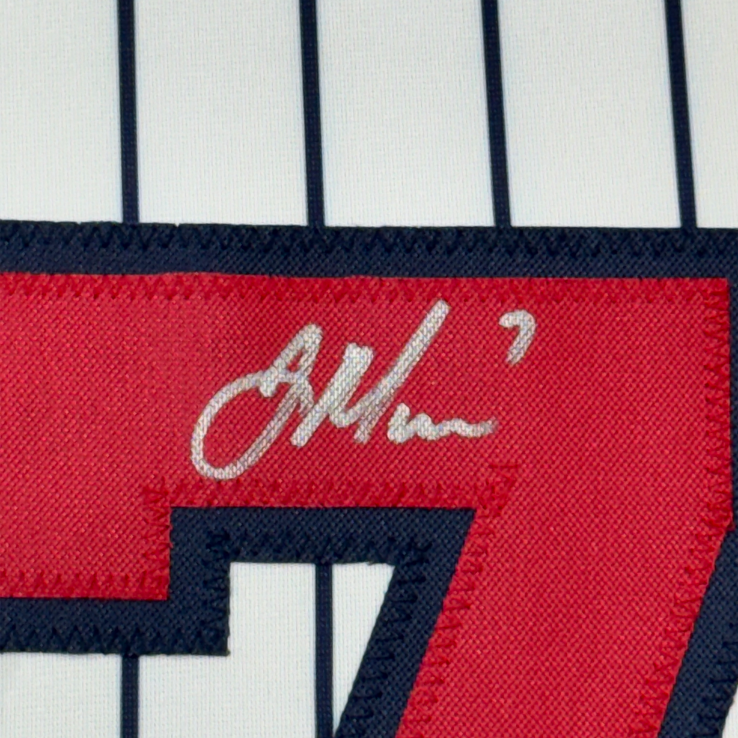 Framed Autographed/Signed Joe Mauer 35x39 Minnesota Pinstripe Baseball Jersey Beckett BAS COA