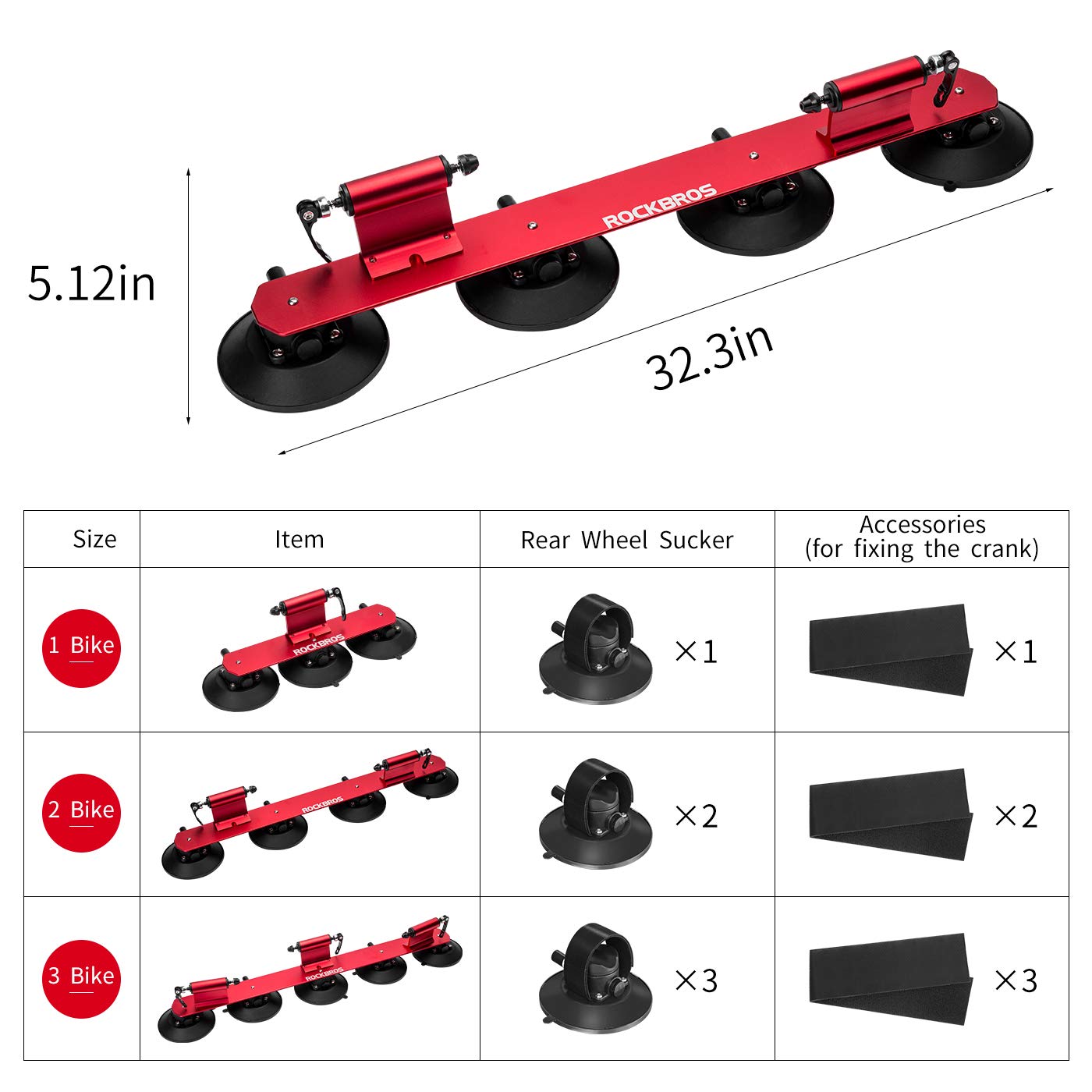 ROCKBROS Suction Cup Bike Rack for Car Roof Quick Release Sucker Mount