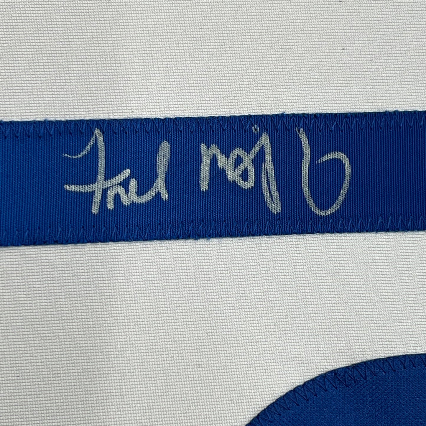 Framed Autographed/Signed Fred McGriff 35x39 Toronto White Baseball Jersey JSA COA