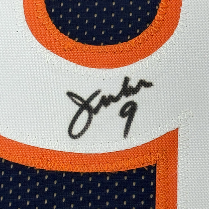 Framed Autographed/Signed Jim McMahon 35x39 Chicago Blue Football Jersey Beckett BAS COA