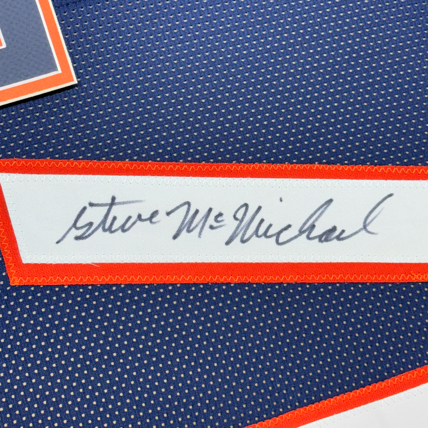 Framed Autographed/Signed Steve McMichael 35x39 Chicago Blue Football Jersey JSA COA