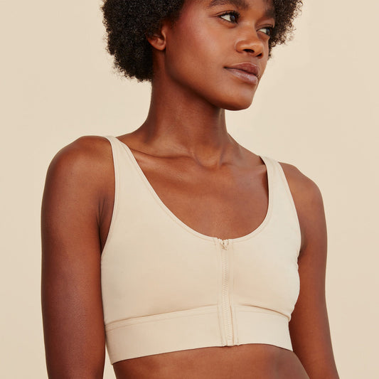 Wilderness Front‑Closure Cotton Bralette - Buff