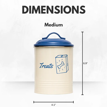 Country Living Set of 3 Pet Treat Canisters, Dog Treat Storage – French Blue Lid