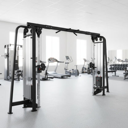 Megatron Standard Cable Crossover - Muscle D Fitness - Selectorized Weight Adjustment - Angled Chin Bar - Adjustable Columns