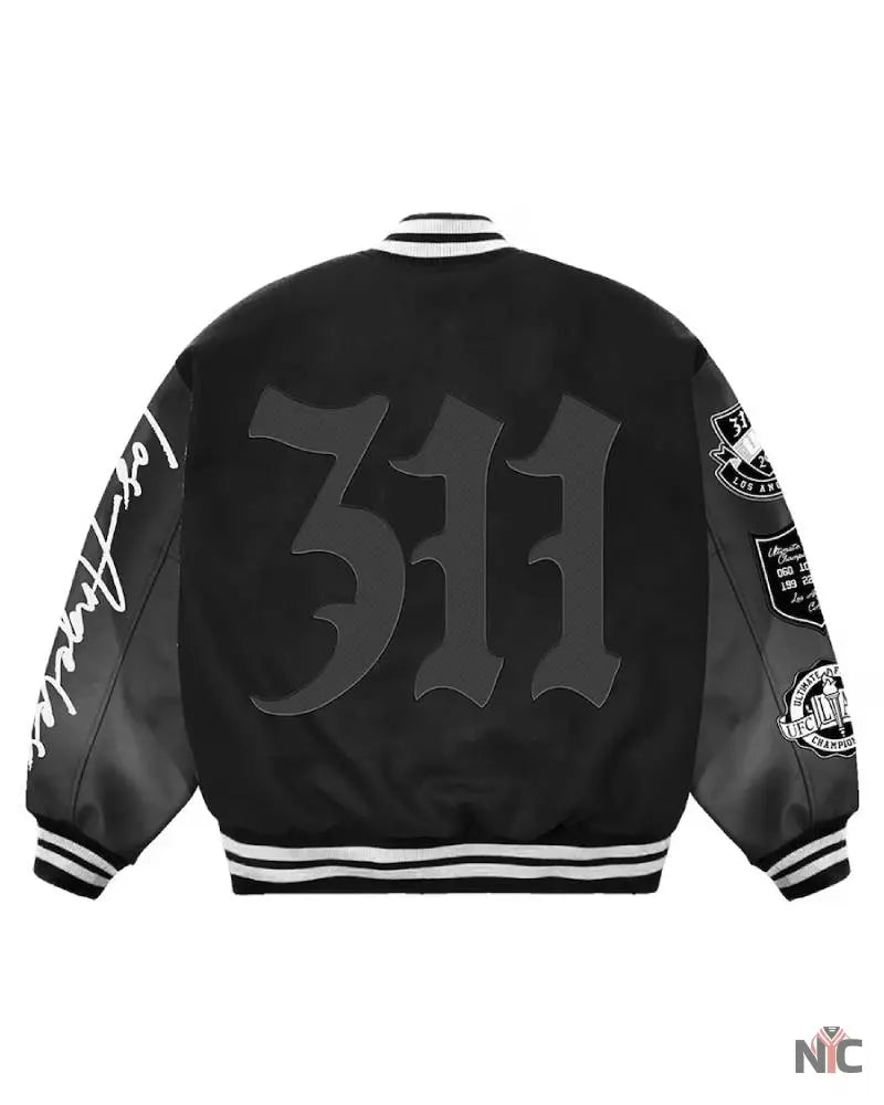 Men’s Black UFC 311 Los Angeles Full-Snap Varsity Jacket
