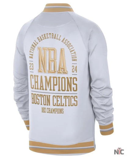 Men’s Boston Celtics Nike White/Gold 2024 NBA Finals Champions Jacket