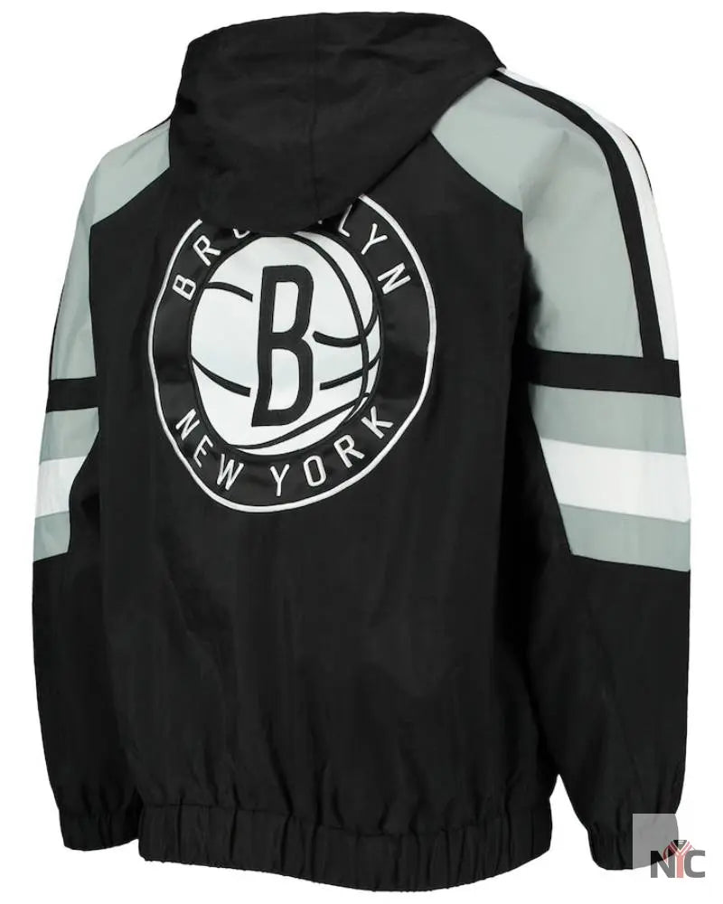 Men’s Brooklyn Nets Starter Black/Gray The Pro II Half-Zip Jacket