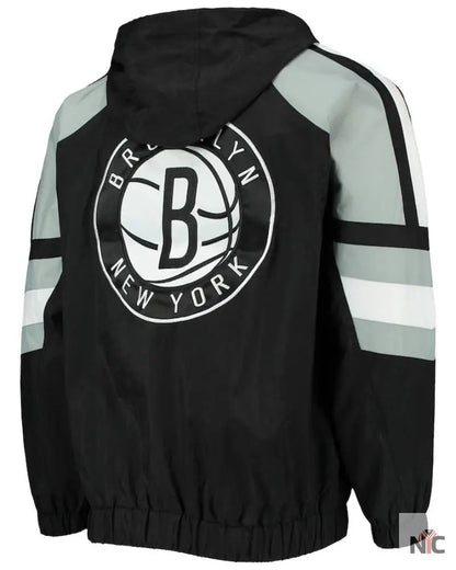 Men’s Brooklyn Nets Starter Black/Gray The Pro II Half-Zip Jacket