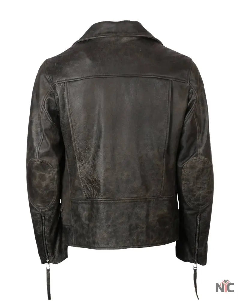 Men’s Elbow Patch Biker Leather Jacket