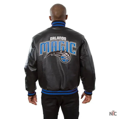 Men’s JH Design Black Orlando Magic Leather Jacket