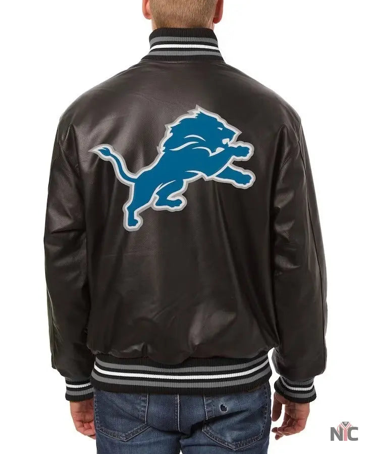Men’s Jh Design Detroit Lions Black Leather Jacket