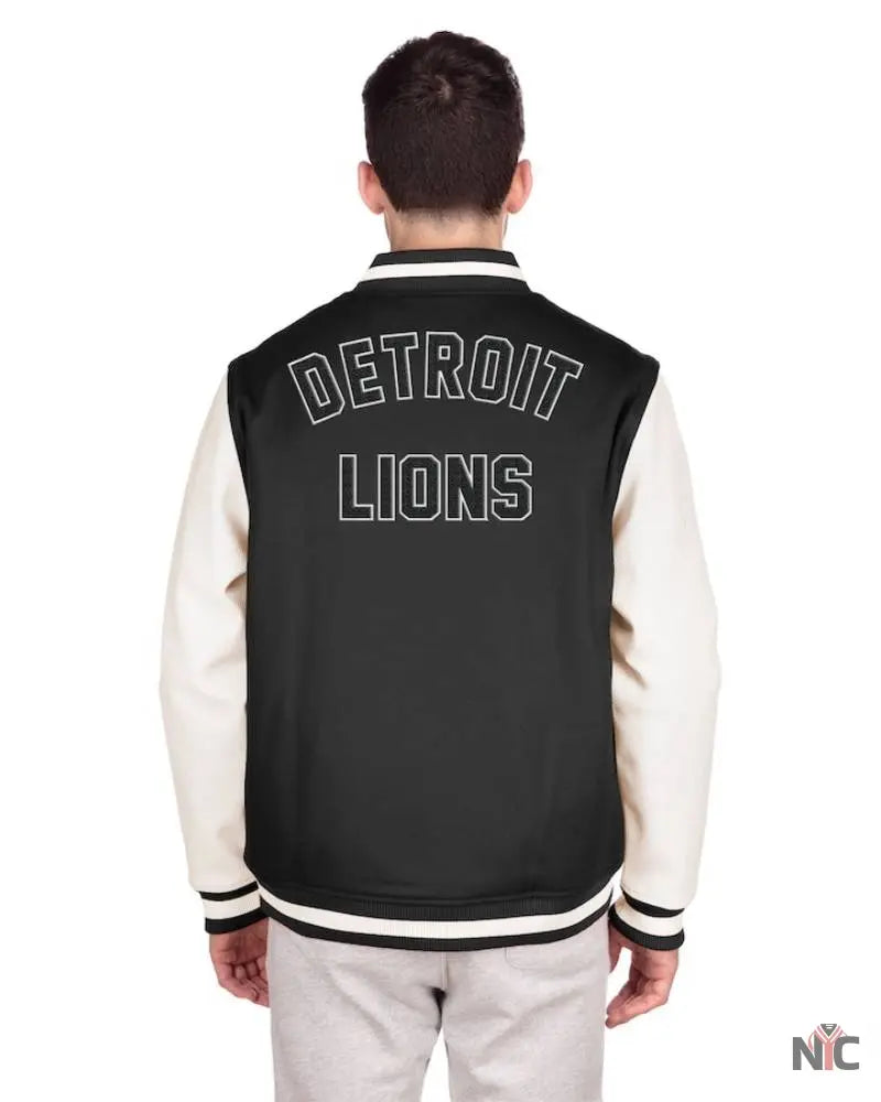 Men’s New Era Black Detroit Lions Third Down Varsity Full-Snap Jacket