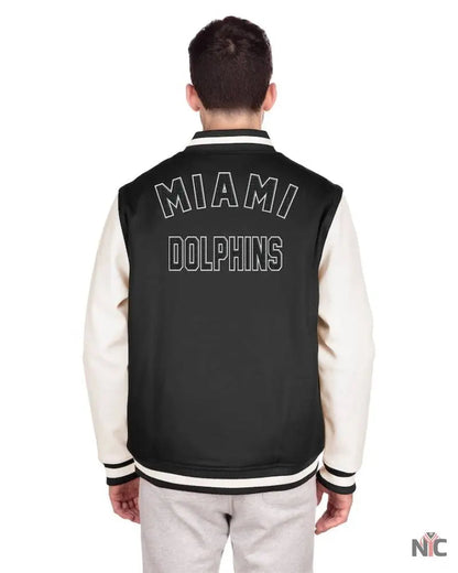 Men’s New Era Black Miami Dolphins Third Down Varsity Full-Snap Jacket