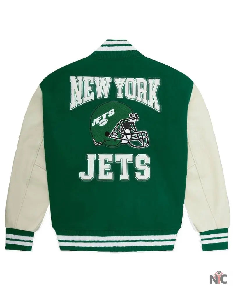 Men’s OVO x NFL Green New York Jets Full-Snap Varsity Jacket