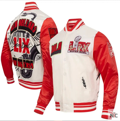 Men’s Pro Standard Cream Super Bowl LIX Sublimated Satin Full-Snap Jacket