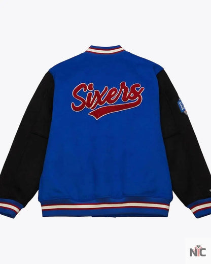 Men’s Royal Philadelphia 76ers Team Legacy Full-Snap Varsity Jacket