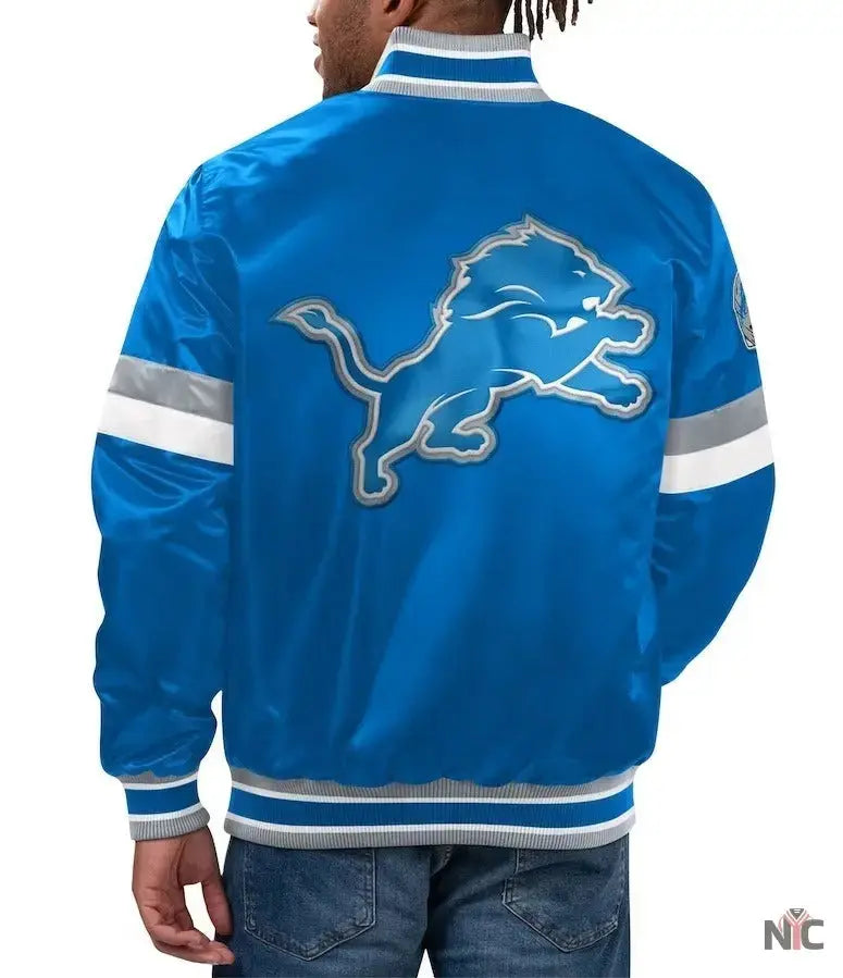 Men’s Starter Blue Detroit Lions Home Game Varsity Jacket