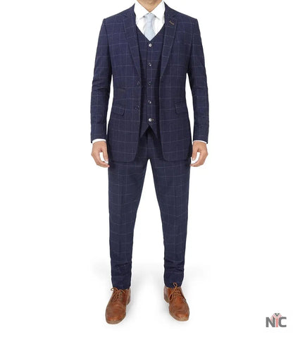 Men's Vintage 3-Piece Navy Blue Prom Suit - Wedding Suit