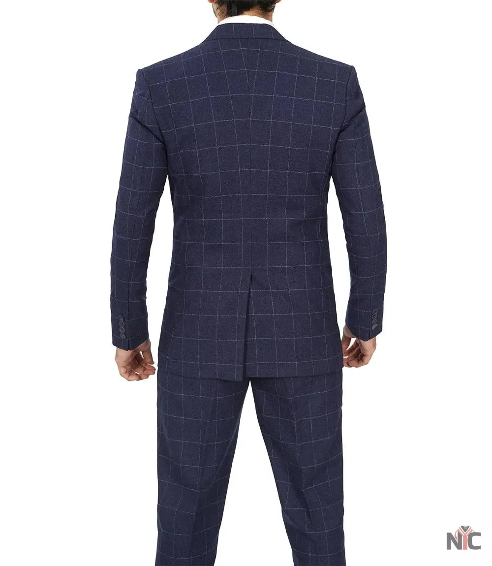 Men's Vintage 3-Piece Navy Blue Prom Suit - Wedding Suit