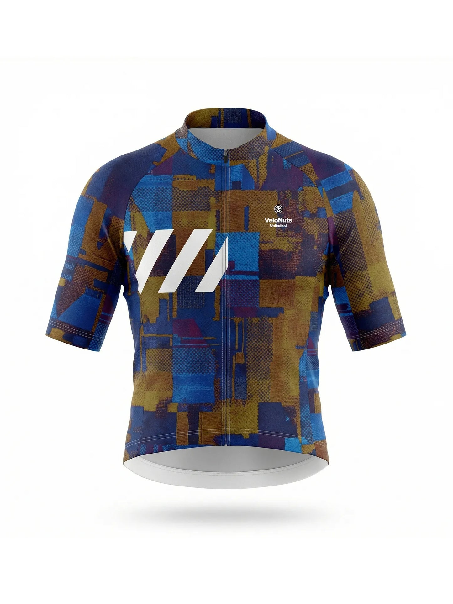 Men's Cycling Jersey-Cobalt Rust Blocks