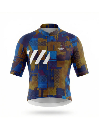 Men's Cycling Jersey-Cobalt Rust Blocks