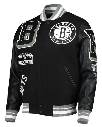 Men’s Brooklyn Nets Pro Standard Black 10 Years in Brooklyn Mash Up Capsule Varsity Full-Zip Jacket