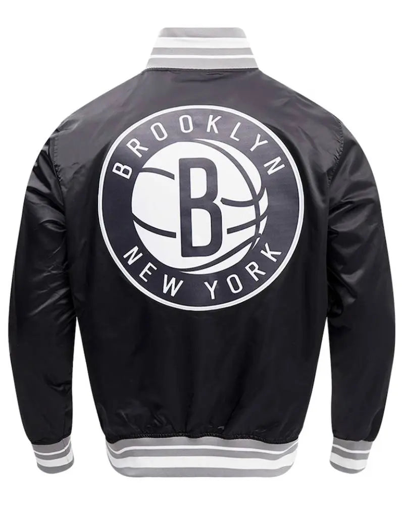 Men’s Brooklyn Nets Pro Standard Black Script Tail Full-Snap Satin Varsity Jacket