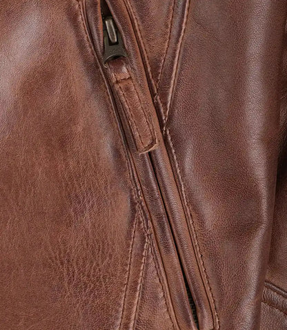Men’s Cognac Brown Quilted Leather Motorcycle Jacket