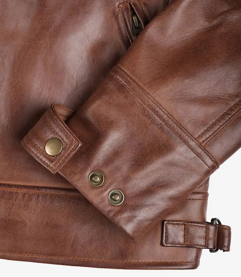 Men’s Cognac Brown Quilted Leather Motorcycle Jacket