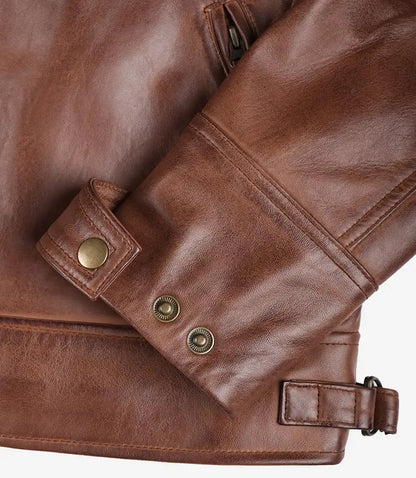 Men’s Cognac Brown Quilted Leather Motorcycle Jacket