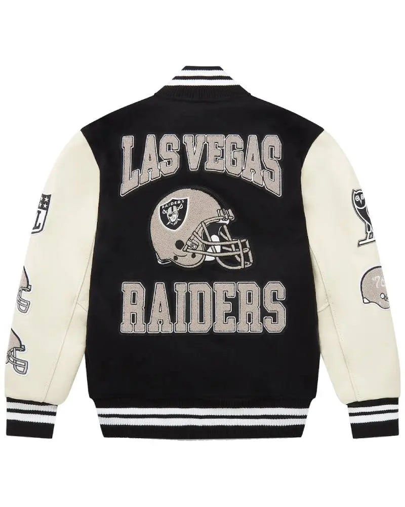 Men’s Las Vegas Raiders OVO Black Full-Snap Varsity Jacket