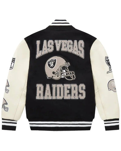 Men’s Las Vegas Raiders OVO Black Full-Snap Varsity Jacket