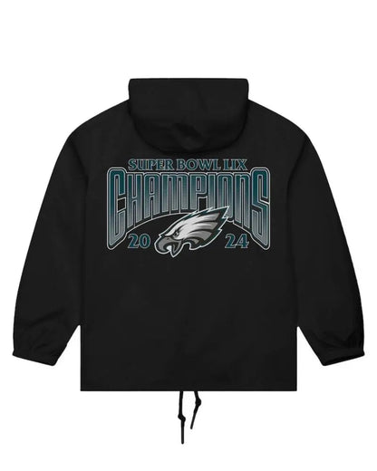 Men’s Mitchell & Ness Black Philadelphia Eagles Super Bowl LIX Champions Full-Snap Hoodie Windbreaker Jacket