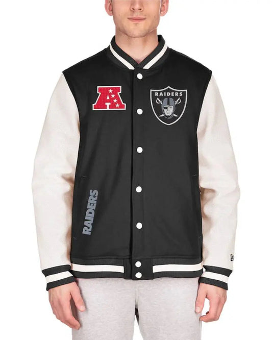 Men’s New Era Black Las Vegas Raiders Third Down Varsity Full-Snap Jacket