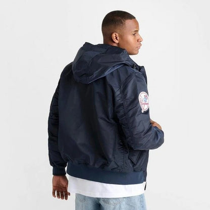 Men's New Era x Alpha Industries New York Yankees MLB Hooded Bomber Jacket