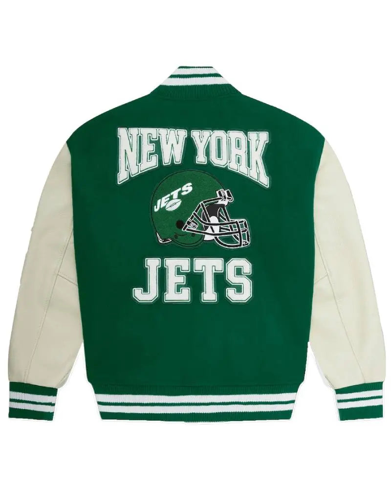 Men’s OVO x NFL Green New York Jets Full-Snap Varsity Jacket