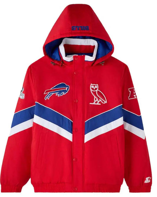 Men’s OVO x Starter Red Buffalo Bills Sideline Full-Snap Puffer Jacket