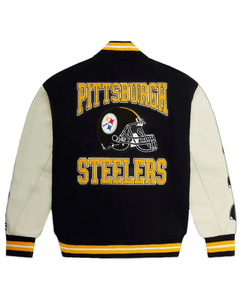 Men’s Pittsburgh Steelers OVO x NFL Black Full-Snap Varsity Jacket
