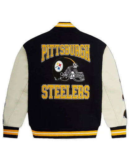 Men’s Pittsburgh Steelers OVO x NFL Black Full-Snap Varsity Jacket