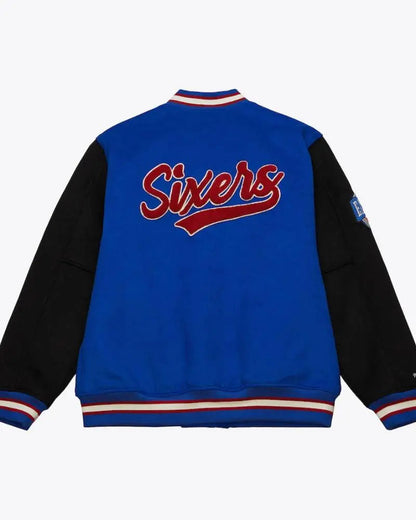 Men’s Royal Philadelphia 76ers Team Legacy Full-Snap Varsity Jacket