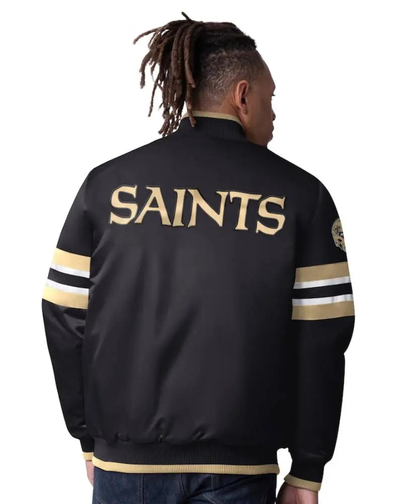 Men’s Starter Black New Orleans Saints Scout Full-Snap Varsity Jacket