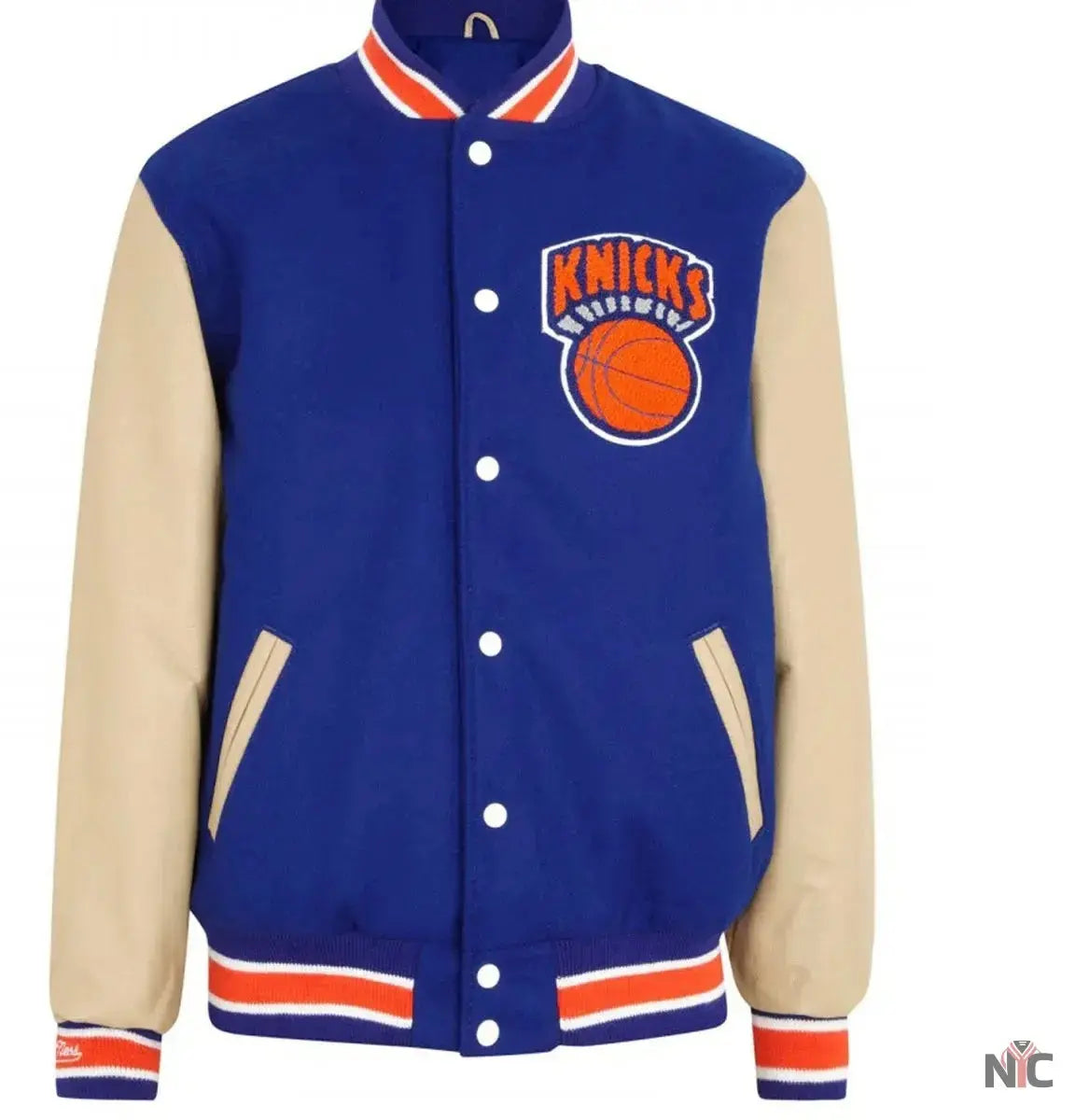 Mens New York Knicks Blue Letterman Jacket