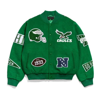 Unisex Kelly Green Varsity Wool Jacket