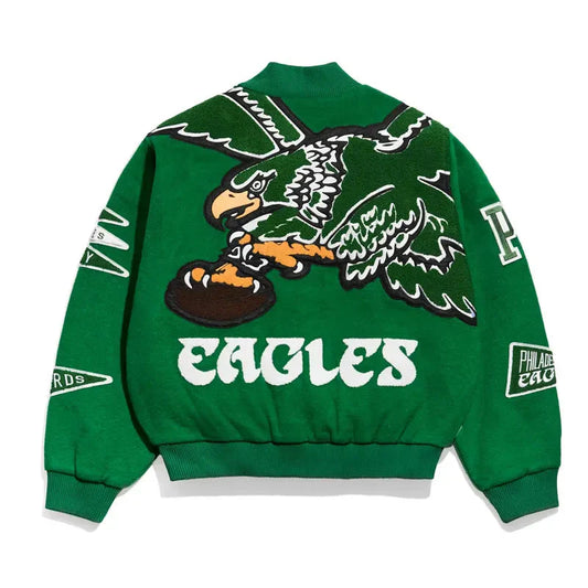 Unisex Kelly Green Varsity Wool Jacket
