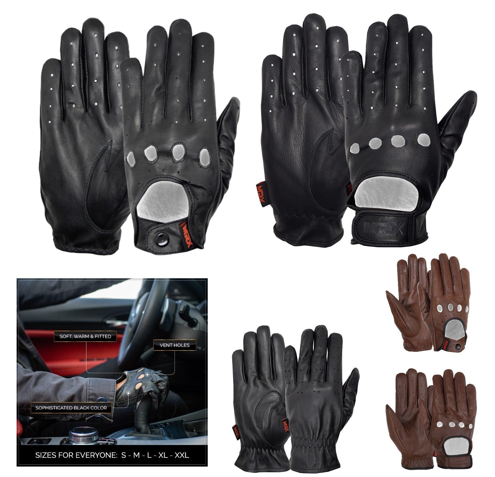 MRX Driving Gloves Basic Soft Cofferse Outdoor Glove Goat Leather Full Finger - Triathlete Store