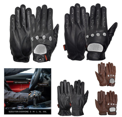 MRX Driving Gloves Basic Soft Cofferse Outdoor Glove Goat Leather Full Finger - Triathlete Store
