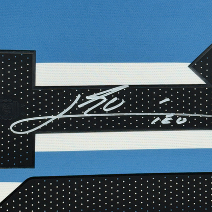 Framed Autographed/Signed Lionel Leo Messi 35x39 Argentina Blue/White Soccer Jersey Beckett BAS COA