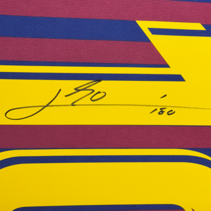 Framed Autographed/Signed Lionel Leo Messi 35x39 FC Barcelona Soccer Jersey Beckett BAS COA