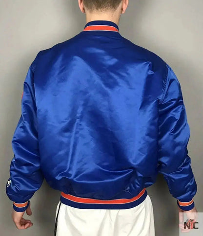 Mets New York Blue and White Satin Jacket